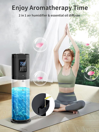 8L Humidifiers for Bedroom, 30dB Quiet, 500ft² Coverage, 60H Runtime, Top Fill, 3-in-1 Humidifier Large Room & Essential Oil Diffuser & Ambient Light, Sleep Mode, 16H Timer, Auto Shutoff Protection - Image 4