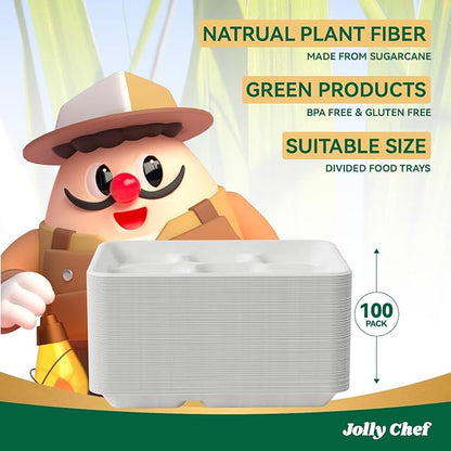 JOLLY CHEF Compostable  Compartment Paper Plates  *   Heavy - Image 6