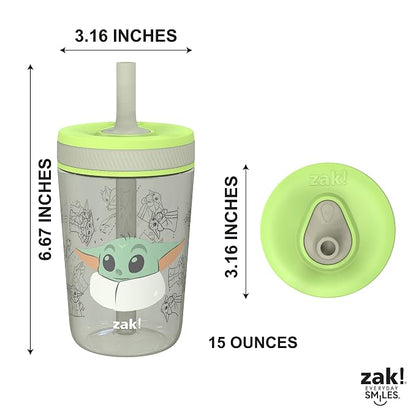 Zak Designs Star Wars The Mandalorian Kelso Toddler Cups For Travel or At Home, 15oz 2-Pack Durable Plastic Sippy Cups With Leak-Proof Design is Perfect For Kids (Baby Yoda, Grogu) - Image 8