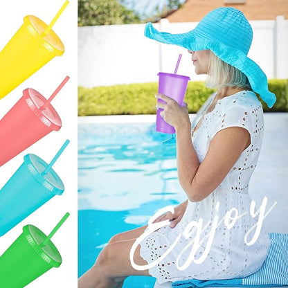 Honeydak 30pcs 24 oz Tumbler with Straw and Lid Gifts Bulk Reusable Plastic Cups Bulk Coffee Cups with Lids Gifts Water Bottle Iced Coffee Travel Mug for Parties Birthdays - Image 2