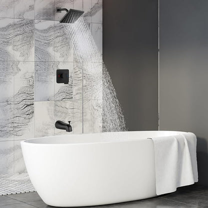Heyalan Shower Faucet Set with Tub Spout, Bathtub and Shower Trim Kit with Valve, Single Handle Bathroom Shower Faucet Set 6 Inch Square Rainfall Shower Head,Matte Black - Image 5