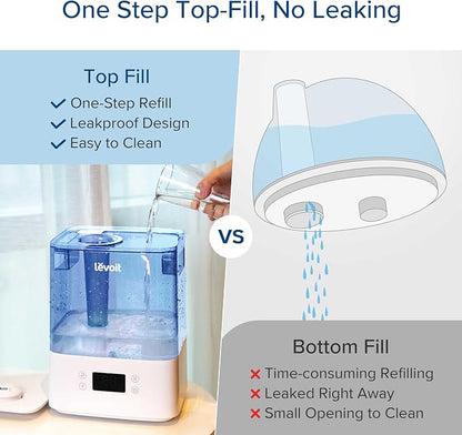 LEVOIT Classic300S Ultrasonic Smart Top Fill Humidifier, Extra Large 6L Tank for Whole Family, APP & Voice Control, Essential Oil Diffuser, Humidity Setting with Sensor, Quiet Sleep Mode, Night Light - Image 8