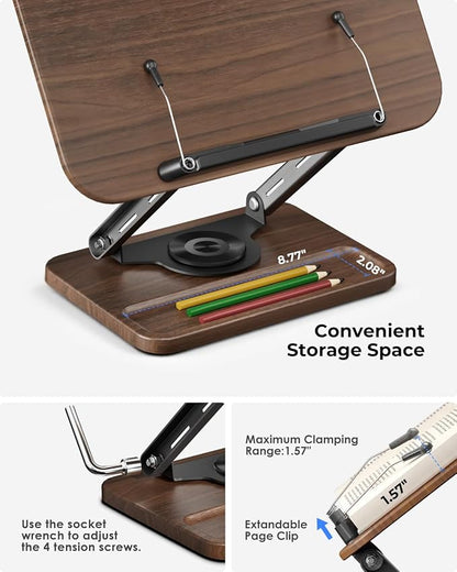 Viozon Book Stand for Reading, Book Holder 360° Rotating Base - Image 5