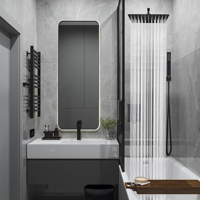 Midanya Shower Faucet Set,Wall Mount Shower System with Square Rain Shower Head and Hand Sprayer, Rough-in Valve Body and Trim Kit Included,16 Inch,Matte Black - Image 2