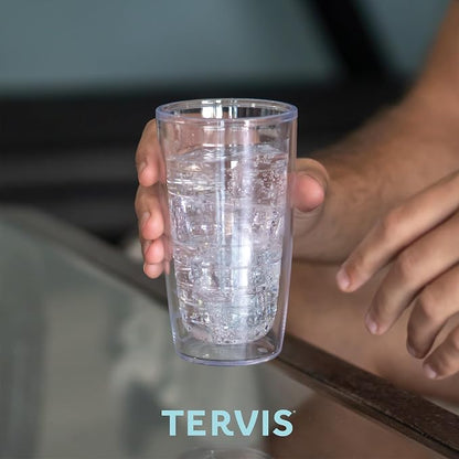 Tervis Clear & Colorful Tabletop Made in USA Double Walled Insulated Tumbler Travel Cup Keeps Drinks Cold & Hot, 16oz, Red - Image 5