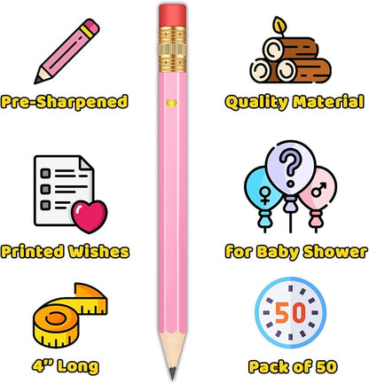 50Pcs - Baby Shower Sharpened Half Pencils - Image 3