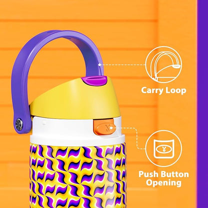 24 oz Insulated Water Bottle with Straw: Meoky Stainless Steel Water Bottle with Holder and Strap - Leak Proof, Cold for 24 Hours, Fits in Car Cup Holder, BPA-Free for Travel Sports Gym, Optic Wave - Image 5