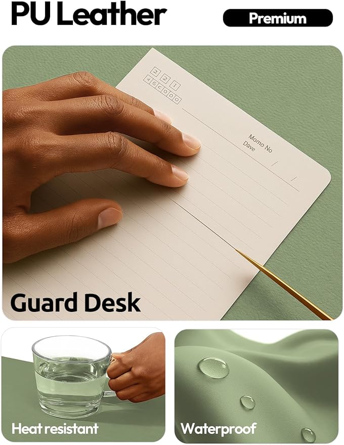 YSAGi Leather Desk Protector, Office Mat, Large Mouse Mat, Non-Slip PU Leather - Image 3
