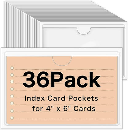 36 Pack Adhesive 4" x 6" Index Card Pockets by BESARME
