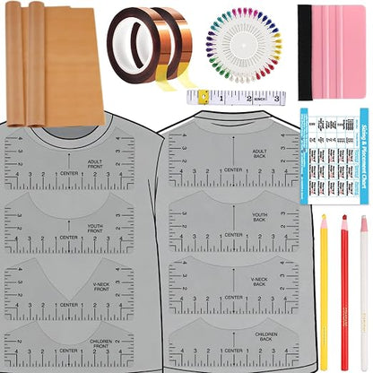 19Pcs Sublimation Accessories, Tshirt Ruler Guide Vinyl Alignment Tool by Belalasuyu
