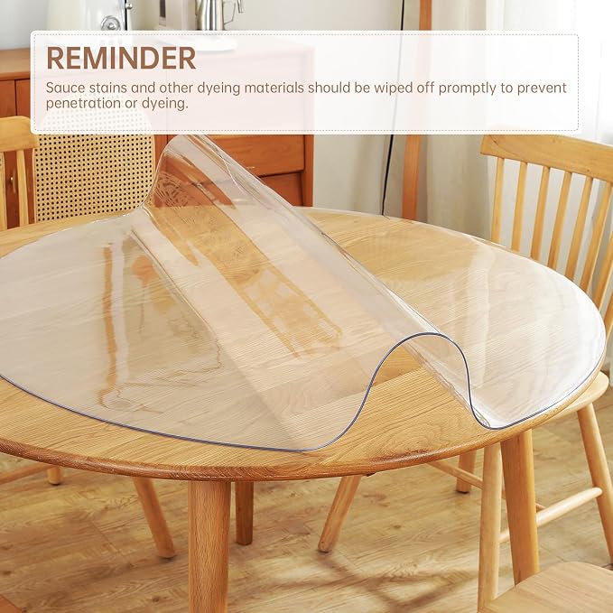 Warmstar Clear Table Protector 2mm Thick, Dia.54 Inch Round Clear Table Cover - Image 4