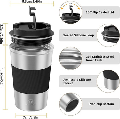 CS COSDDI 12 oz Stainless Steel Vacuum Insulated Tumbler - Coffee Travel Mug Spill Proof with Lid - coffee Cup for Keep Hot/Ice Coffee,Tea and Beer - Image 2