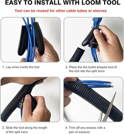 10ft - 3/4 inch Flame Retardant Split Wire Loom Tubing - Flexible Wire Covers - Image 7