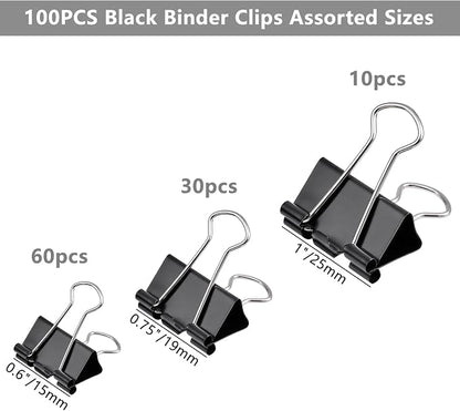 100pcs Binder Clips Assorted Sizes, Mini 3 Sizes - Image 2