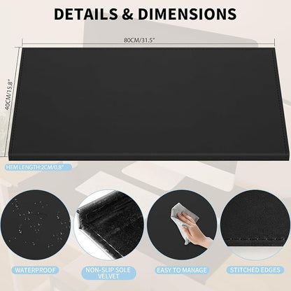 AKOZLIN 31.5"x15.8" Soft PU Leather Surface Office Desk Mouse Mat Pad - Image 2