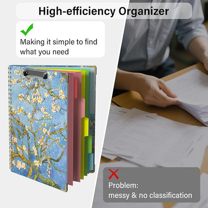 Foldable Clipboard Folio with Storage, 5 Plastic Folders with 10 Pockets - Image 2