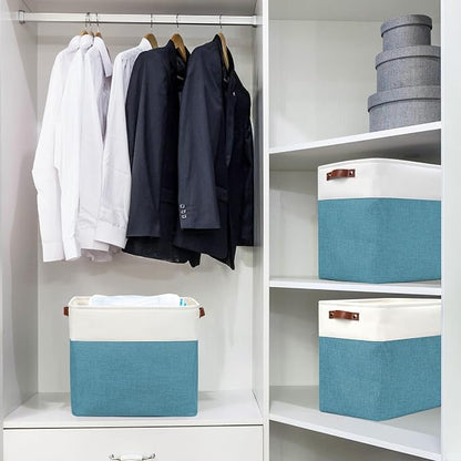 Bagnizer Large Fabric Storage Baskets | 50L Storage Bins, Decorative Linen - Image 2