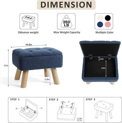 OGEMXU Storage Ottoman, Small Foot Stool Ottoman - Image 3