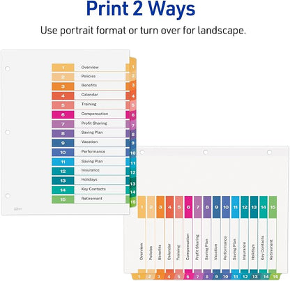 Avery Dividers for 3 Ring Binders, 15 Tabs per Set, Customizable Table of - Image 3