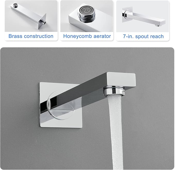 ROVOGO Bathtub Shower Faucet Set with Valve, Shower System with Tub Spout, 10-in. Rain Shower and Handheld, Square Shower Fixtures All Metal Wall Mount, Chrome - Image 7