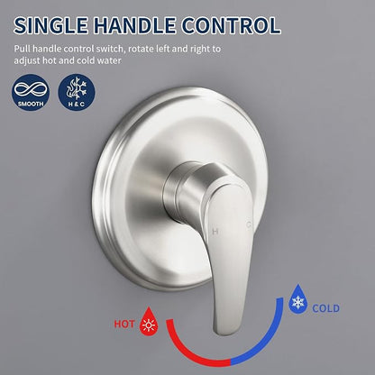 Shower Faucet Set Complete Shower Kit Dual Shower Head and Handheld 2 in 1 Combo Set Shower System Shower Trim Kit Combo Set Shower Fixtures, Brushed Nickel - Image 6
