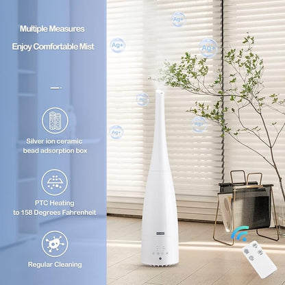 Warm and Cool Mist Humidifier for Home/Bedroom with Remote Control 2.3L Smart Air Humidifier for Desk/Office/Bedroom 25dB Whisper Quiet with Auto Shut off - Image 3