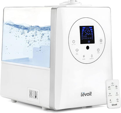 LEVOIT Humidifiers for Bedroom Large Room Home, 6L Warm and Cool Mist Ultrasonic Air Vaporizer for Plants and Whole House, Built-in Humidity Sensor, Essential Oil Diffuser, Whisper Quiet, Timer, White by Levoit