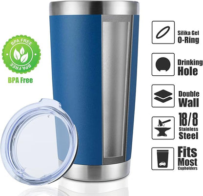 DOMICARE 20oz Stainless Steel Tumbler Bulk with Lid, Double Wall Vacuum Insulated Travel Mug, Powder Coated Coffee Cup, Dark Blue, 12 Pack - Image 2