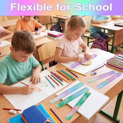 6 PCS 12 Inch Flexible Ruler, Soft Bendable Gradient Colored Rulers - Image 6