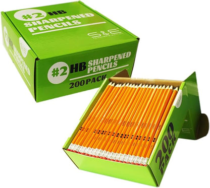 S & E TEACHER'S EDITION #2 Pencils, Pre-sharpened HB Lead Bulk Box – 200 Pack by SETEACHERSEDITION