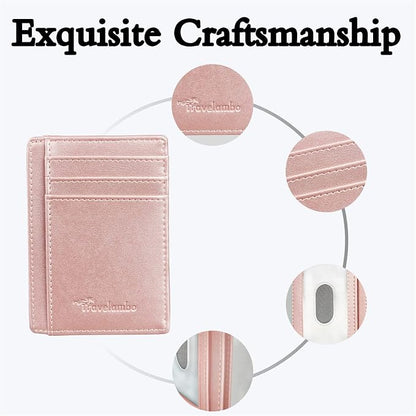 Travelambo Front Pocket Minimalist Leather Slim Wallet RFID Blocking Medium Size - Image 5