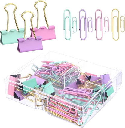 Pastel Paper Clips Binder Clips Set by CREECHWA