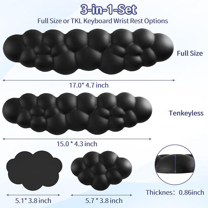 Sushret Cloud Wrist Rest Keyboard, Cloud Keyboard Wrist Pad Set - Image 7