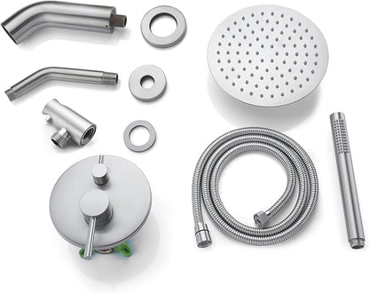 Brushed Nickel Shower System with Waterfall Tub Spout, 8 Inches Rain Shower and Handheld - Image 9
