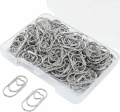 100 Pcs Silver Heart Shaped Paper Clips, Small Cute Decorative Clips by Kemcatui