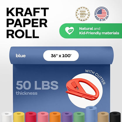 Blue Kraft Paper Roll 36" x 1200" - Image 2