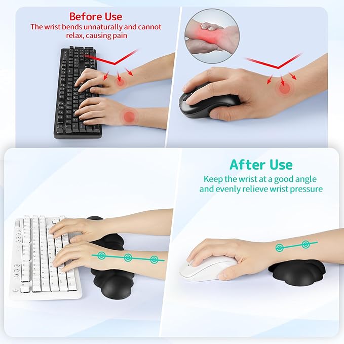 Sushret Cloud Wrist Rest Keyboard, Cloud Keyboard Wrist Pad Set - Image 3