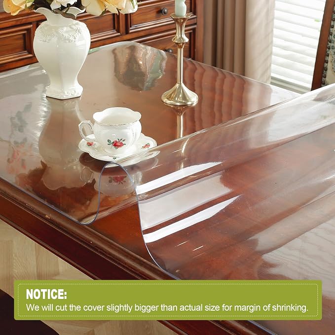 OstepDecor 16 x 48 Inch Clear Table Cover Protector, 2mm Thick Clear Plastic - Image 2