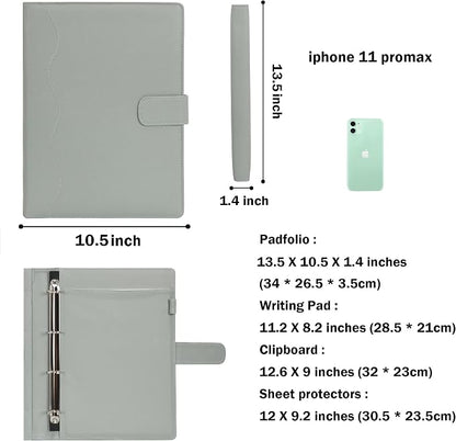 Wonderpool A4 PU Leather 3 & 4 Ring Holder Writing Portfolio Multi Document Case - Image 3