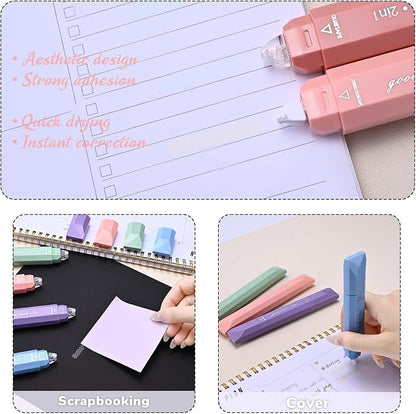 Temiary 4 Pcs 2 in 1 White Correction Tape and Double Sided Roller Set - Image 4