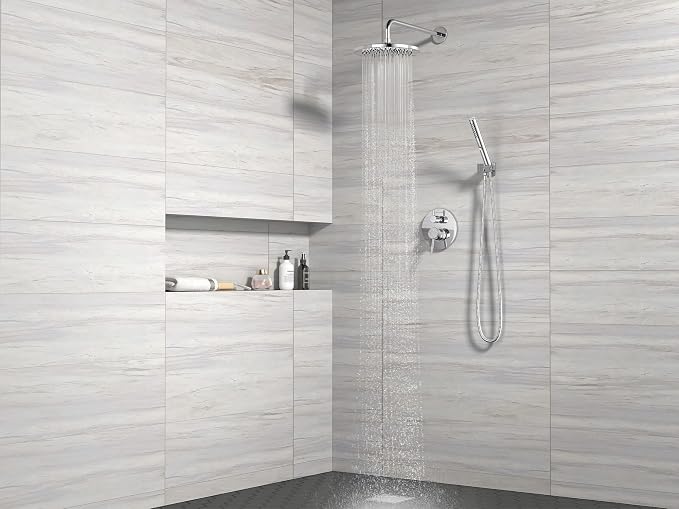 Lava Odoro Modern 2-Setting Round Rain Shower System with Handheld Spray, Chrome Rainfall Shower Faucet Set Rain Shower Head and Handle Set, Shower Valve Trim Kit,10 Inch, Chrome, SF104-C - Image 6