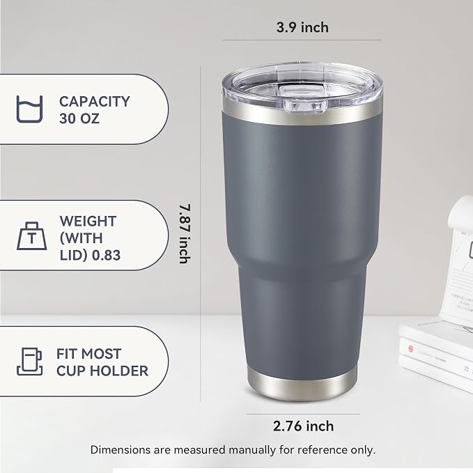 30 oz Tumbler with Lid Stainless Steel Tumblers Bulk Vacuum Insulated Cup Reusable Powder Coated Travel Mug Double Wall Leak Proof Cups Keep Cold Drinks for 12 Hours Grey, Set of 12 - Image 5