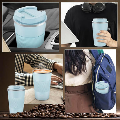 CS COSDDI 12 oz Stainless Steel Vacuum Insulated Tumbler - Coffee Travel Mug Spill Proof with Lid - Coffee Cups for Keep Hot/Ice Coffee,Tea and Beer (3rd pale blue) - Image 7