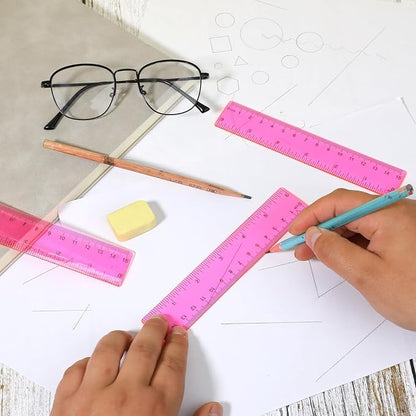 Ruler 6 Inch, 3 Pack Ruler Set Plastic Straight Ruler Transparent Measuring - Image 6