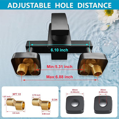 Midanya Wall Mount Bathtub Faucet with Handheld Spray Waterfall Tub Filler Single Handle Bathroom Tub Mixer Tap Hand-Shower System with Curved Spout Commercial,Matte Black - Image 7