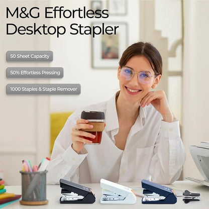M&G Effortless Stapler 50 Sheet Capacity One-Touch Stapling, Heavy Duty Desktop - Image 6