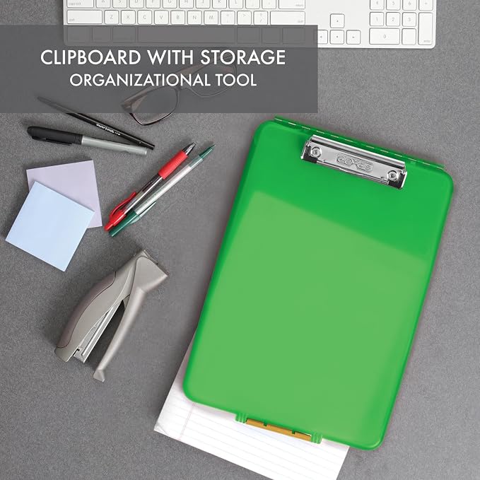 Dexas Slimcase Storage Clipboard, Lime Green 13.5" x 9.5" - Image 4