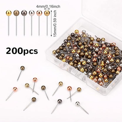 XIHIRCD 200pcs Map Push Pins, Round Head Map Pins - Image 2