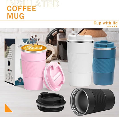 YINBAOGE Insulated Travel Coffee Mug, Spill & Leak Proof, Portable To Go Camping Stainless Steel Coffee Tumbler, Reusable Thermal Coffee Cup with Lid for Hot & Cold Drinks (Pink, 12 OZ) - Image 6