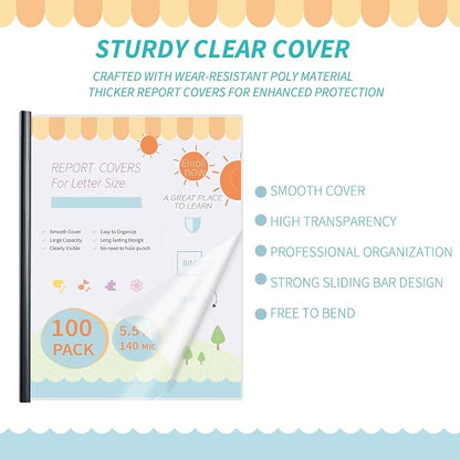 Binditek 100 Pack Clear Report Covers - Image 3